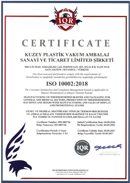 ISO 10002:2018 sertifikası