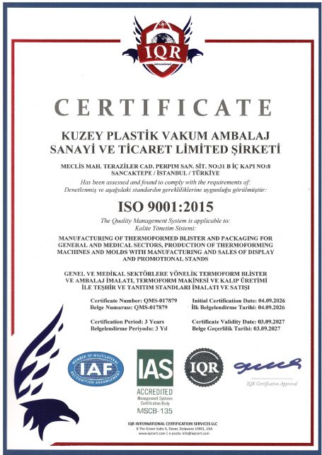 ISO 9001:2015 sertifikası
